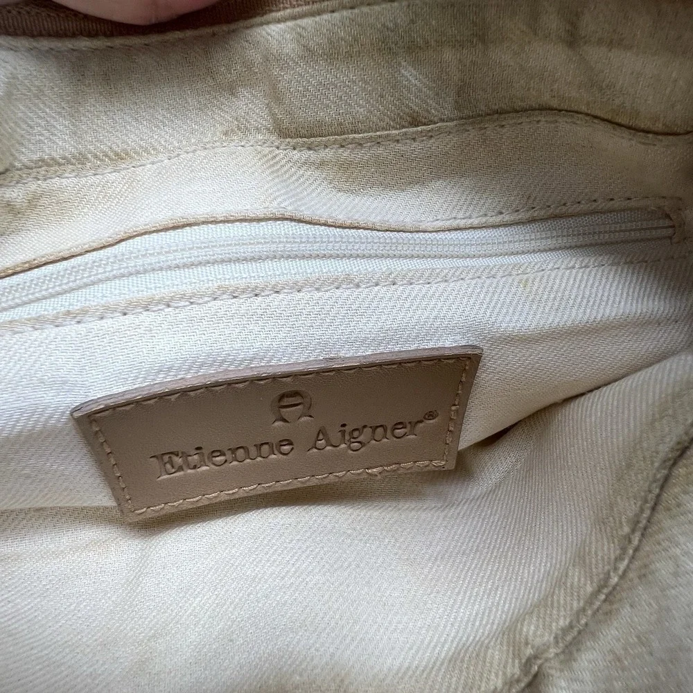 Etienne Aigner‎ Vintage Woven Bag Purse Faux Leather Trim 10x7x3.5